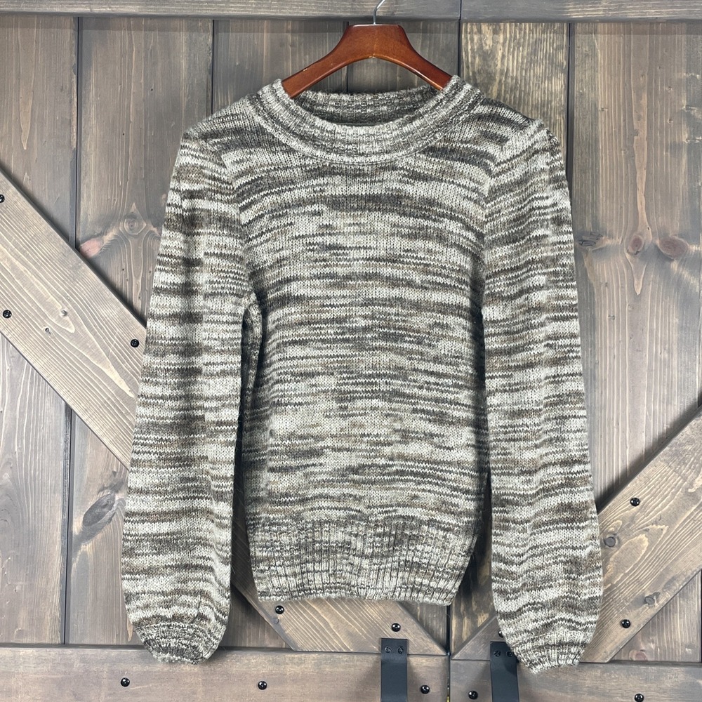 NWT Moon River Balloon Sleeve Heathered Brown & Grey Gradient Knit Sweater XS
